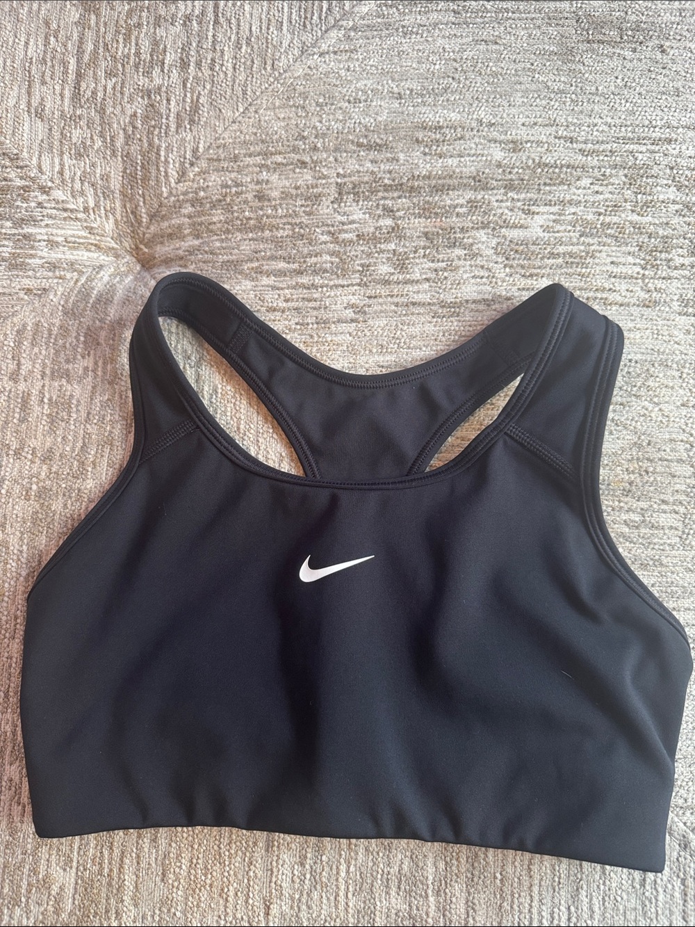 Nike Black Racerback Medium-Support Sports Bra with White Swoosh